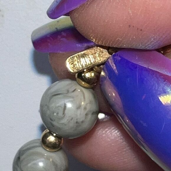 Monet Vintage Marbleized Gray‎ Glass Bead Necklace - Picture 7 of 8